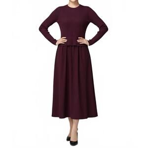 NEW ELIO crew neck knit dress in wine